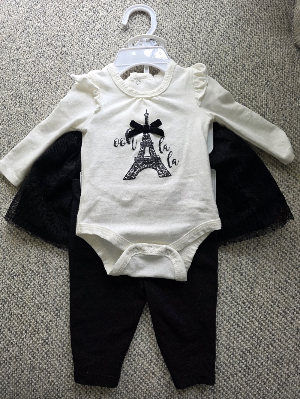 Ooh La La Eiffel Baby Bodysuit & Leggings Set - Black & White